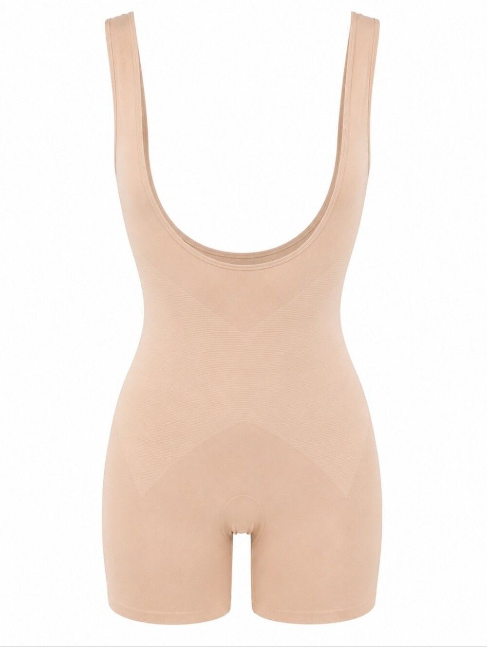 SPANX Star Luxe Lean Open Bust Slimming Mid-Thigh Bodysuit Shapewear Nude Size L